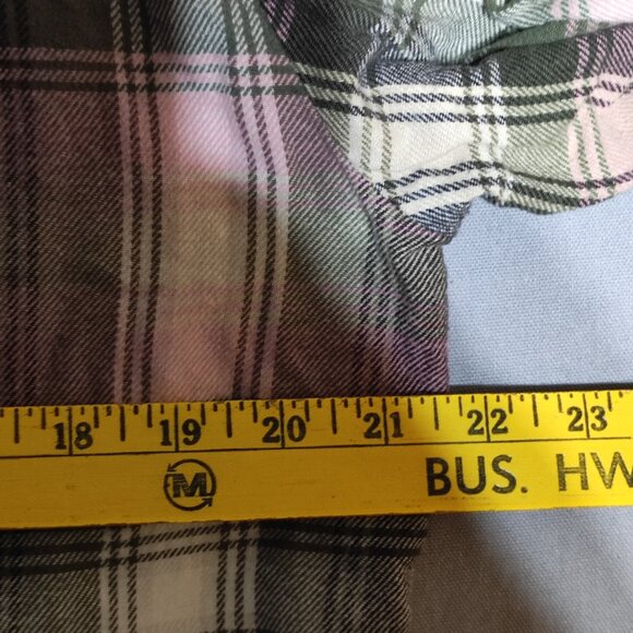 Old Navy flannel shirt women's size M pink white grey The Boyfriend Shirt - Picture 8 of 9